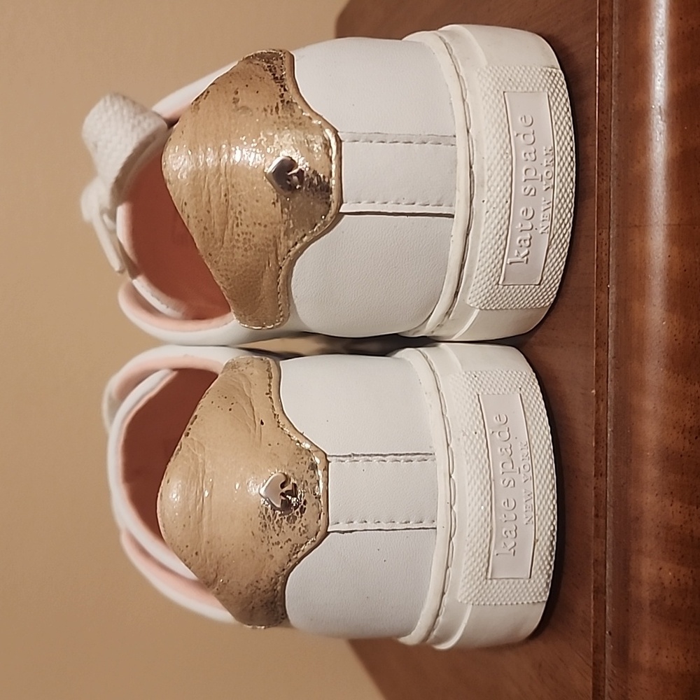 Kate Spade Audrey White Leather Clover Dot Sneakers Tennis Shoes 8.0 Womens.